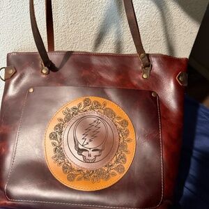 In Blue InBlue LE Limited Edition Grateful Dead Tote Burgundy Wine Leather